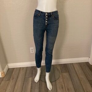 OAT New York Button Fly High Rise Skinny Ankle Jeans Size 27